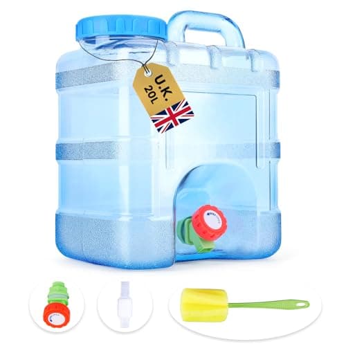 Image of Starnearby 20L Water Container with Tap, Portable Plastic Water Bucket with Tap, Easy Clean BPA-Free Drink Water Carrier, for Camping Outdoor, Party, Van, RV, School, Hospital, Emergency (20L)