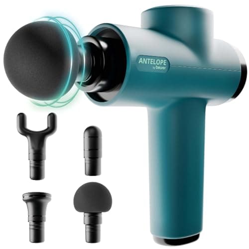 Image of Beurer Antelope BOOM Massage Gun, compact with 4 attachments, for relaxation and regeneration, powerful trigger point massage, muscle massager with 5 intensity levels & rechargeable battery