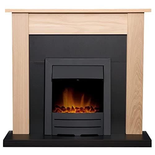 Image of Adam Southwold Fireplace in Oak & Black with Colorado Electric Fire in Black, 43 Inch