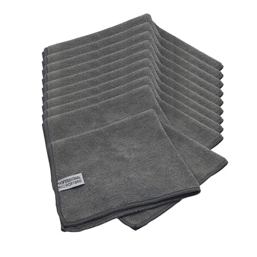 Image of Tek Automotive Heavy Duty 350GSM Grey Car Microfibre Cloths – 10 Pack 40x40cm Professional Detailing, Polishing & Buffing Cloths