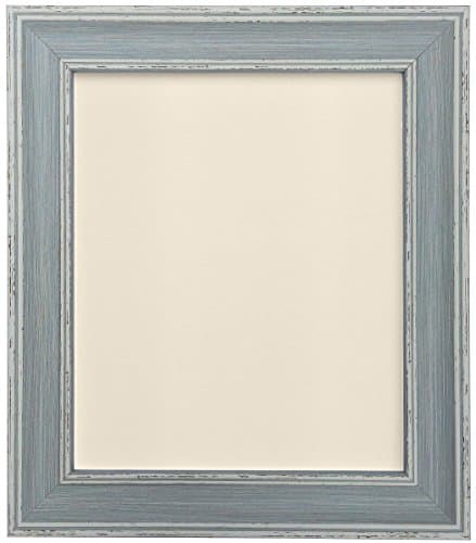 Image of Scandi Distressed Blue Picture Photo Frame with Ivory Backing Board 14 x 11 inch