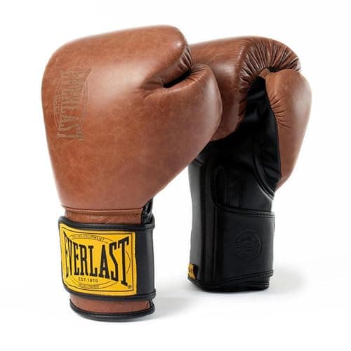Image of Everlast 1910 Boxing Gloves | Advanced Gloves for Men and Women | Hook and Loop with Triple-Layer Foam & Wrist Support for Injury Prevention | Heavy Bag & Speedbag Training (14oz | Brown)