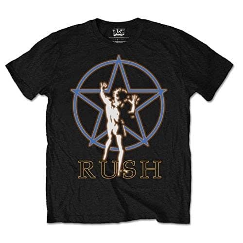 Image of Rush Starman Glow T-Shirt Black XL 100% Cotton Logo Crew Neck Short-Sleeved