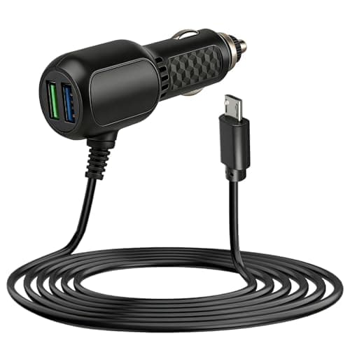 Image of Dash Cam Power Lead Micro USB, 12V to 5V Car Charger with 2 USB Ports (DC 3.1A / QC 3.0 Fast Charging), Car Cigarette Lighter with 3.5M Dash Cam 2A Cable for Sat Navs GPS Navigation DVR Phone Tablet