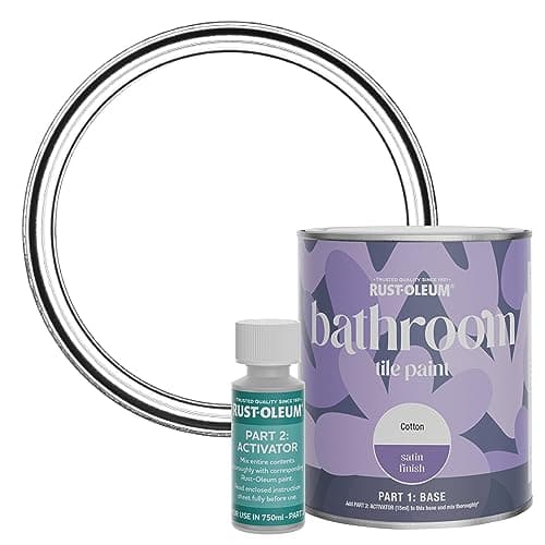 Image of Rust-Oleum White Water-Resistant Bathroom Tile Paint in Satin Finish - Cotton (White) 750ml