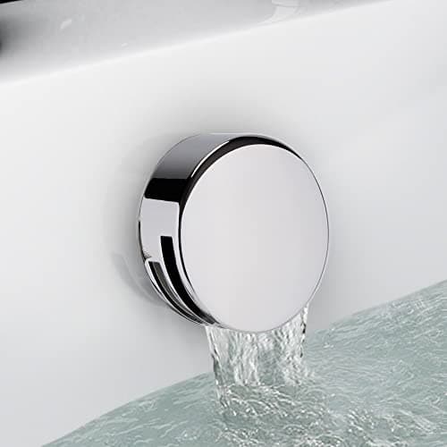 Image of ENKI, W43, Slimline Round Cascade Waterfall Freeflow Bath Filler Waste and Overflow, Bath Filler Tap, with Click Clack Bath Waste, Chrome