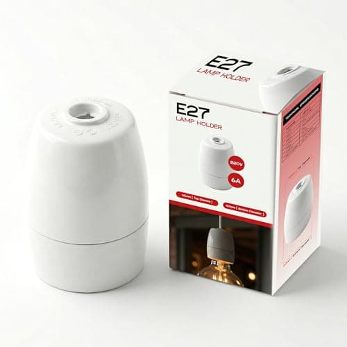 Image of E27 Ceiling Lamp Holder White Ø60mm 220V ES Edison Screw Light Socket Heat Resistant Plastic Brass Terminals for LED CFL Incandescent Bulbs DIY Pendant Fitting