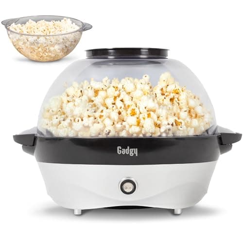 Image of Gadgy Popcorn Machine – 800W Electric Hot Oil Popcorn Maker with Non-Stick Plate, Lid & Stirrer – Large 5 Liter Popper for Home, Parties, Movie Night – Butter, Sugar & Spice Compatible