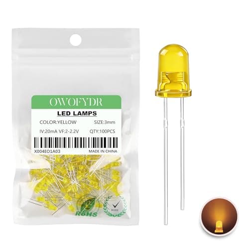 Image of OWOFYDR 100 3mm Yellow diffused LED diode lamp (Color Lens Frosted Round DC 3V 20mA) Lighting Bulb lamp Electronic Component Indicator Light Emitting diode