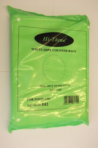 Image of 1000 WHITE COUNTER BAGS 8 X 10 POLYTHENE PLASTIC KITCHEN GROCER BUTCHER BAGS