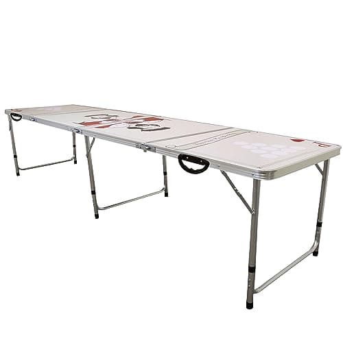 Image of 8ft Folding Portable Beer Pong Table Set for Parties Indoors or Outdoors Waterproof, Drinking Table Complete with Foldable Carry Case and two FREE Microfibre Cloths