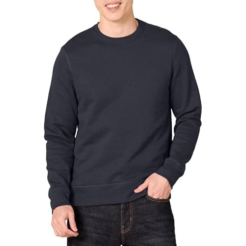 Image of Amazon Essentials Men's Fleece Crew Neck Sweatshirt (Available in Big & Tall), Navy, L