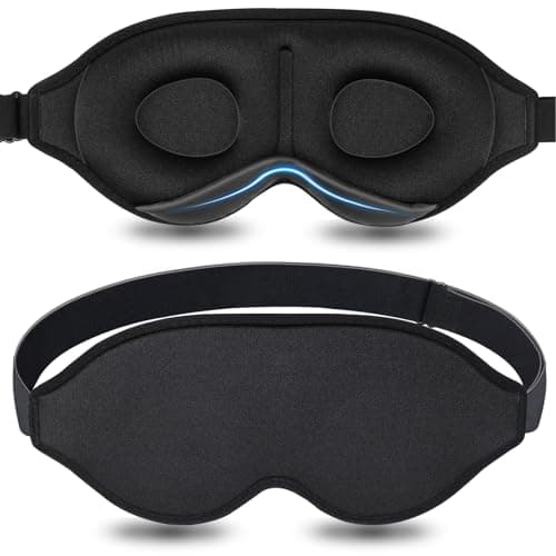 Image of 3D Contoured Cup Sleep Mask for Women and Men No Pressure Adjustable Night Blindfold Eye Cover (Black)