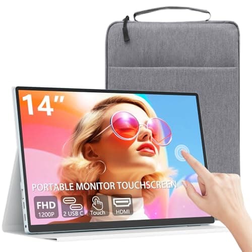 Image of Pixluxe 14 Inch Touchscreen Portable Display, 1920x1200 WUXGA IPS, USB-C & HDMI, Built-in Speakers, Eye Care, Ultra Slim External Second Screen for Laptop PC Mac Phone, Gaming Display for PS5 Xbox