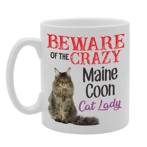 Image of Coralgraph Inc MG4505 Beware! of The Crazy Maine Coon Cat Lady Novelty Gift Printed Tea Coffee Ceramic Mug