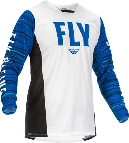 Image of Fly Racing 2022 Adult Kinetic Wave Jersey (White/Blue, Large)