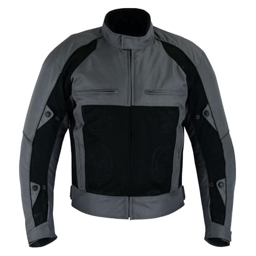 Image of warrior gears Motorbike Jackets for Men Waterproof Mesh Textile Motorcycle Jacket with CE Armours and Removable Lining - Grey (2XL)