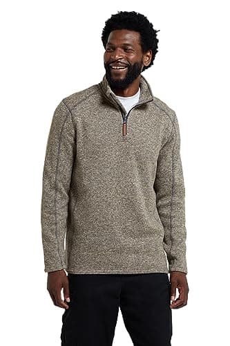 Image of Mountain Warehouse Idris Mens Half-Zip Fleece - Breathable Anti-pill Microfleece, Lightweight Sweatshirt - Best for Spring Summer, Camping, Outdoors & Travelling Beige 3XL