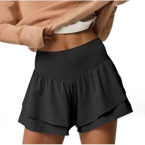 Image of Womens Tennis Shorts with Elastic High Waisted Athletic Golf Shorts Ladies Solid Color Comfortable Loose Baggy Plus Size Lightweight Classic Fashion Lounge Gym Flowy Running Workout Bottoms