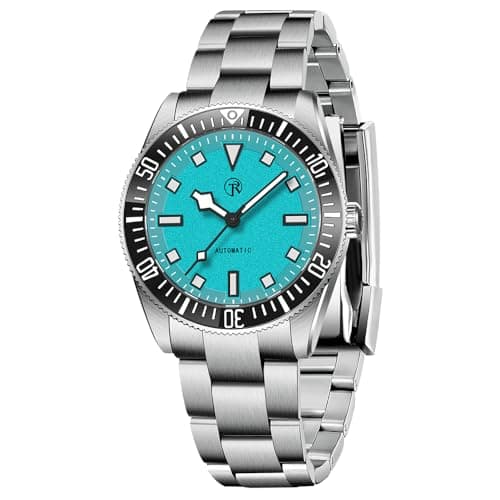 Image of RollsTimi 7910 Automatic Watches for Men, NH35 Self Winding Watch Stainless Steel Band 100M Waterproof Ceramic Bezel Screwed Crown Synthetic Sapphire Glass