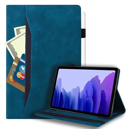 Image of DayQiQiPu Protective Cover for Nokia T20 10.4 Inch 2021 Model: TA-1397/ TA-1394/ TA-1392 PU Leather Retro Flip Wallet Case Stand Cover Soft Texture Protective Shell With Auto Wake/Sleep Dark Blue