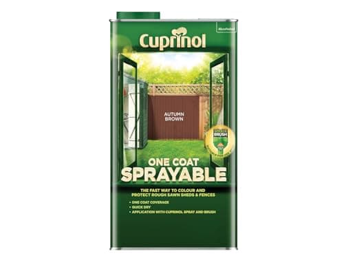 Image of Cuprinol One Coat Sprayable Fence Treatment 5 Litre, Autumn Brown