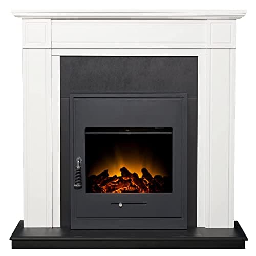 Image of Adam Georgian Fireplace in Pure White & Black with Oslo Electric Inset Stove in Black, 39 Inch
