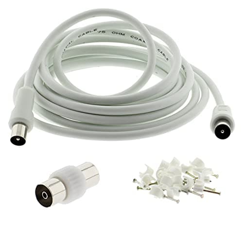 Image of 3C2V TV Coaxial Cable 10M - Nickel Plated RF Coax Extension Lead for Freesat, Aerial Socket, Freeview, Sat,DVD,VCR,SKY, Smart U-HD TV, Virgin, BT, Antenna Box, Y Splitter, Signal Booster 10 Meter