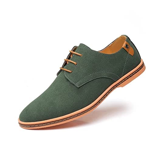 Image of Men's Suede Leather Urban Shoes Classic Lace Up Comfortable Oxford Casual Shoes Business Dress Spring Summer Green Size 9 UK
