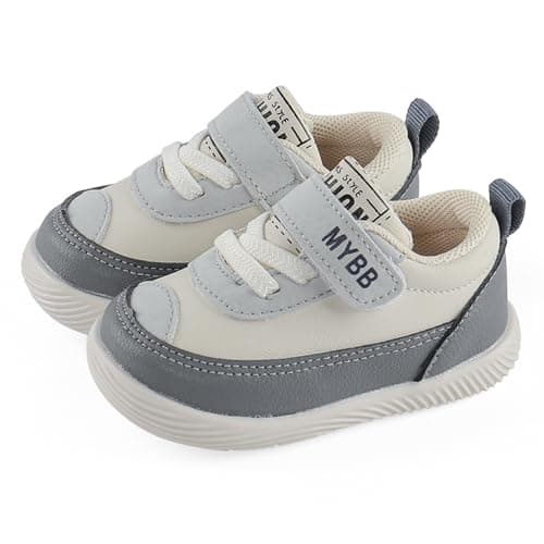 Image of LACOFIA Baby Shoes Infant Toddler Boys Girls Trainers Non-Slip Rubber Sole First Walking Shoes Sneakers Gray 5.5