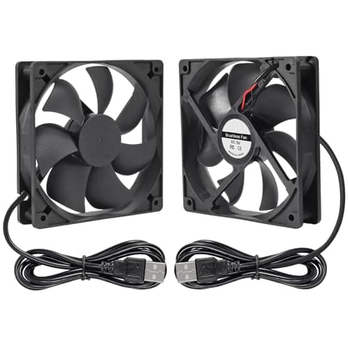 Image of DORHEA 2PCS 12025 Fan 120x120x25mm DC 5V 120mm x 25mm USB Brushless Cooling PC Fan, Replacement Ball Bearing 120mm Fan for Cooling DIY PC Computer Case Fan - USB