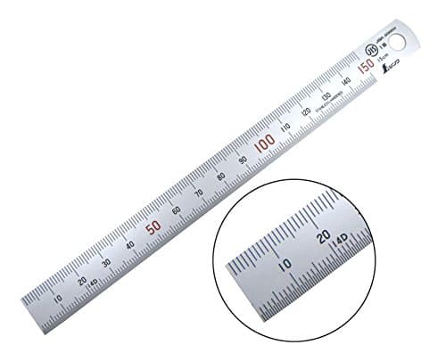 Image of Shinwa 150 mm Rigid (15 mm x 0.5 mm) Zero Glare Satin Chrome Stainless Steel Machinist Engineer Ruler/Rule with Graduations in mm and .5mm Model 13005