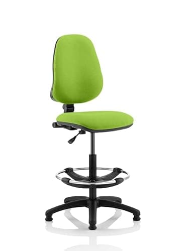 Image of Dynamic Permanent Contact Backrest Task Operator Chair Without Arms Eclipse I Myrrh Green Seat High Back and Hi Rise Draughtsman Kit
