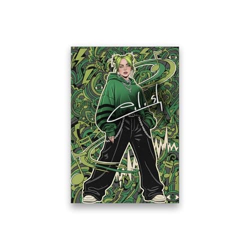 Image of Billie Eilish Retro Styled Signed Poster Print - Limited Edition Autograph Fan Gift – Collectible Memorabilia Wall Art Merchandise (A4 Unframed)