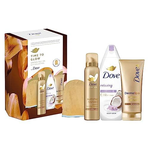 Image of Dove Time to Glow Gradual Self Tan Collection Set with a Tan Applicator for Her 3 Piece