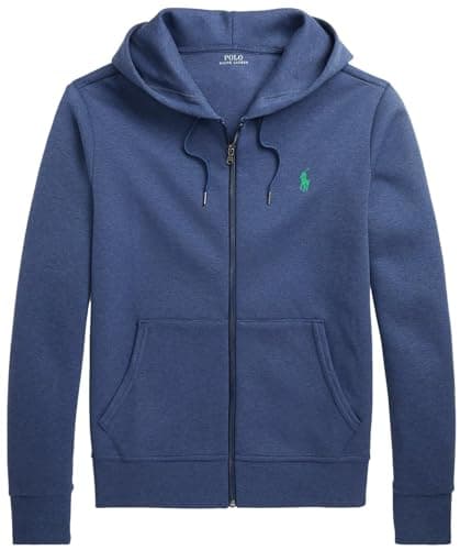 Image of POLO RALPH LAUREN Men's Double-Knit Full-Zip Hoodie, Navy Heather, XL
