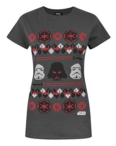Image of Star Wars Darth Vader Fair Isle Christmas Women's T-Shirt Charcoal