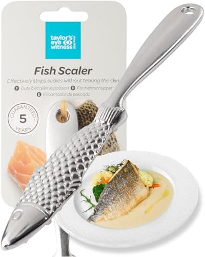 Image of Taylors Eye Witness 21cm Fish Scaler – Aluminium Fish Descaler for Quick, Clean Scale Removal. Non-Slip Grip, Skin-Safe Design, Lightweight & Easy to Clean. Backed by 5-Year Guarantee