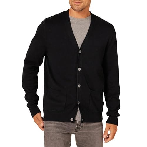 Image of Amazon Essentials Men's Cotton Cardigan Sweater, Black, XX-Large