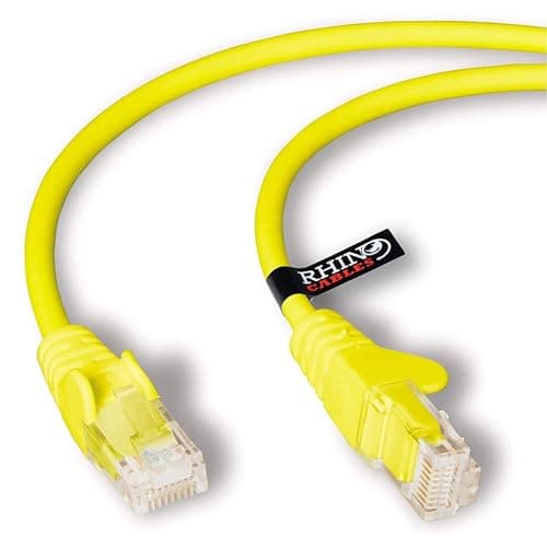 Image of rhinocables CAT 6 High-Speed Gigabit Ethernet Cable - Patch Network Lead for LAN| Snagless UTP With LSZH Jacket | RJ45 Connector - Internet, Router, Modem, Smart TV, PC & More (5m, Yellow, Pack of 1)