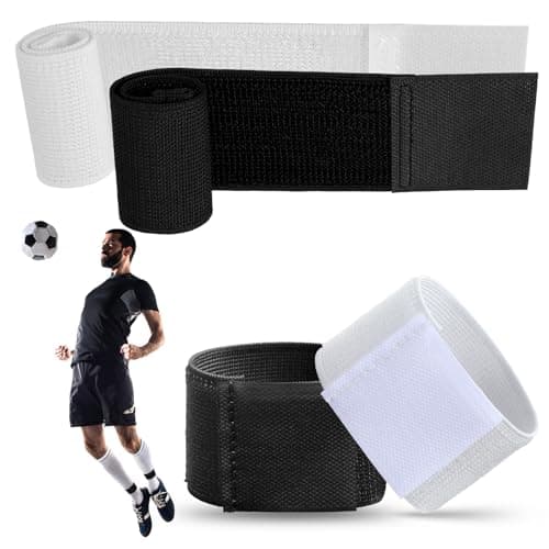 Image of Grevosea 4 Pcs Soccer Shin Guard Straps, Adjustable Shin Guard Sleeves Holders Football Sock Bands Shinguard Stays for Kids Youths Adults Sports Running (Black, White)