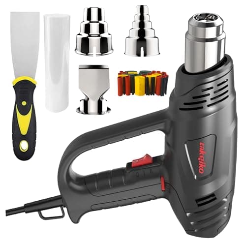 Image of Heat Gun, TAKGIKO 2000W Heavy Duty Hot Air Gun Kit 50℃~650℃ Dual Temperature Settings with 6 Attachments Overload Protection for Crafts, Shrink Wrapping/Tubing, Paint Removing