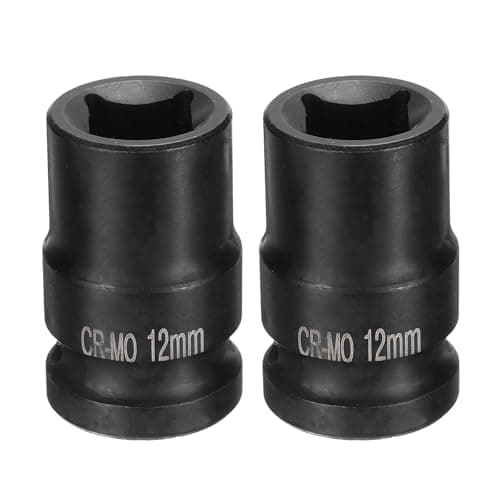 Image of sourcing map 2pcs 4 Point Square Socket 1/2" Drive 12mm Metric Square Impact Socket CR-MO Blackening Standard Wheel Sockets Pneumatic Socket Tool for Auto Repair Mechanical Maintenance Home Use
