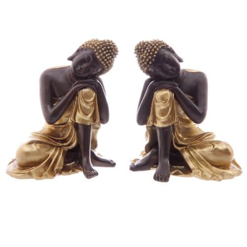 Image of Puckator Gold & Brown Thai Buddha Resting Head on Knee 12cm