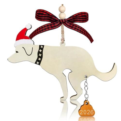 Image of Dog Ornament Wooden Christmas Tree Decorations, Cute Wooden Dog Ornament, Handmade Christmas Funny Gifts, Holiday Pet Lover Decor for Tree Mantel