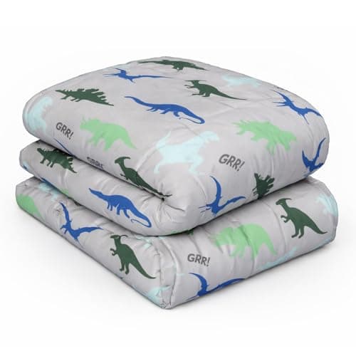 Image of OHS Weighted Blanket Teddy Fleece 3kg Dino Grey, Heavy Blanket Sleep Therapy Autism Insomnia Anxiety Relief for Adults, Single - 100 x 150cm - (Disclaimer:Only Suitable for Age 3+Years)