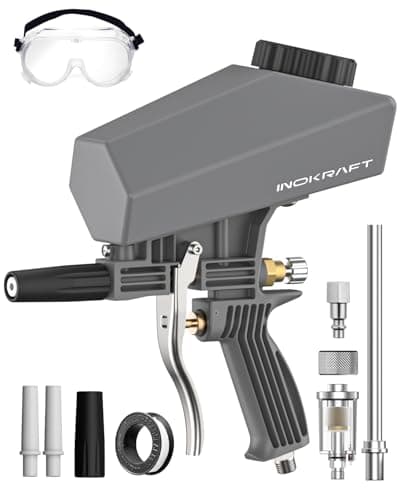 Image of InoKraft Portable Sand Blaster Gun Kit with Oil-Water Separator & Extension Nozzle,Mini Sandblaster for Rust & Paint Removal, Compatible with Aluminum Oxide, Sand, Walnut Shell & Soda