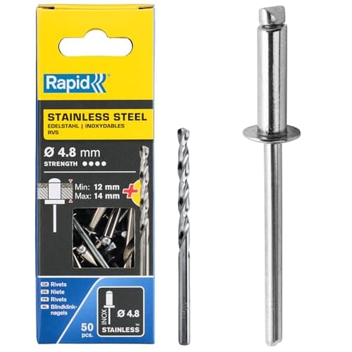 Image of Rapid Rivets Stainless Steel Including Drill Bit, 4.8 x 18 mm, 5000397 - 50 Pieces