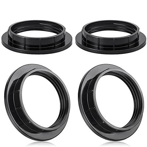 Image of DiCUNO Plastic Screw Bulbs Lampholder Twist Lock Socket Replacement Ring, Lampshade Ring Converter E27, E27 Plate Light Fitting, ES Lamp Shades Black, 4 Pieces