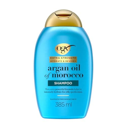 Image of OGX Extra Strength Hydrate & Revive with Argan Oil of Morocco Shampoo, with Silk Proteins, Intensely Hydrates and Locks in Moisture, for Silky Perfection, Sulfate Free, 385ml